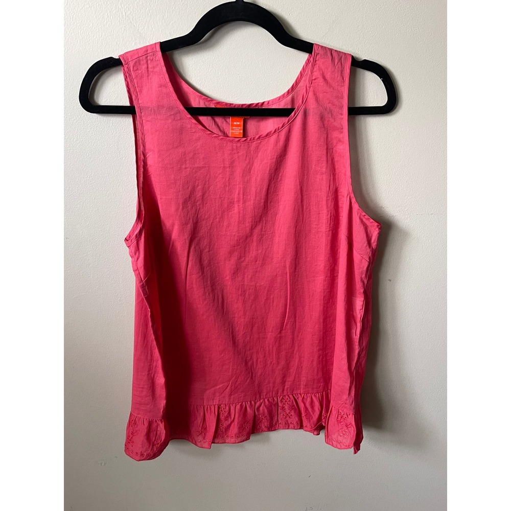 Joe Fresh Pink Cotton Eyelet Ruffle Hem  Tank Top lightweight chic WS7W245784